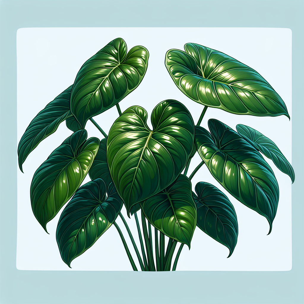 This image showcases a philodendron plant with its distinctive glossy, heart-shaped leaves. This visual representation helps readers to identify the plant and appreciate its beauty.