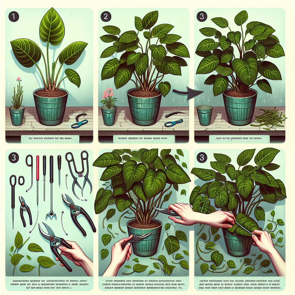 This image visually represents the process of pruning Philodendrons, which can be broken down into several key steps. It's important to follow these steps to ensure the health and longevity of your Philodendrons.