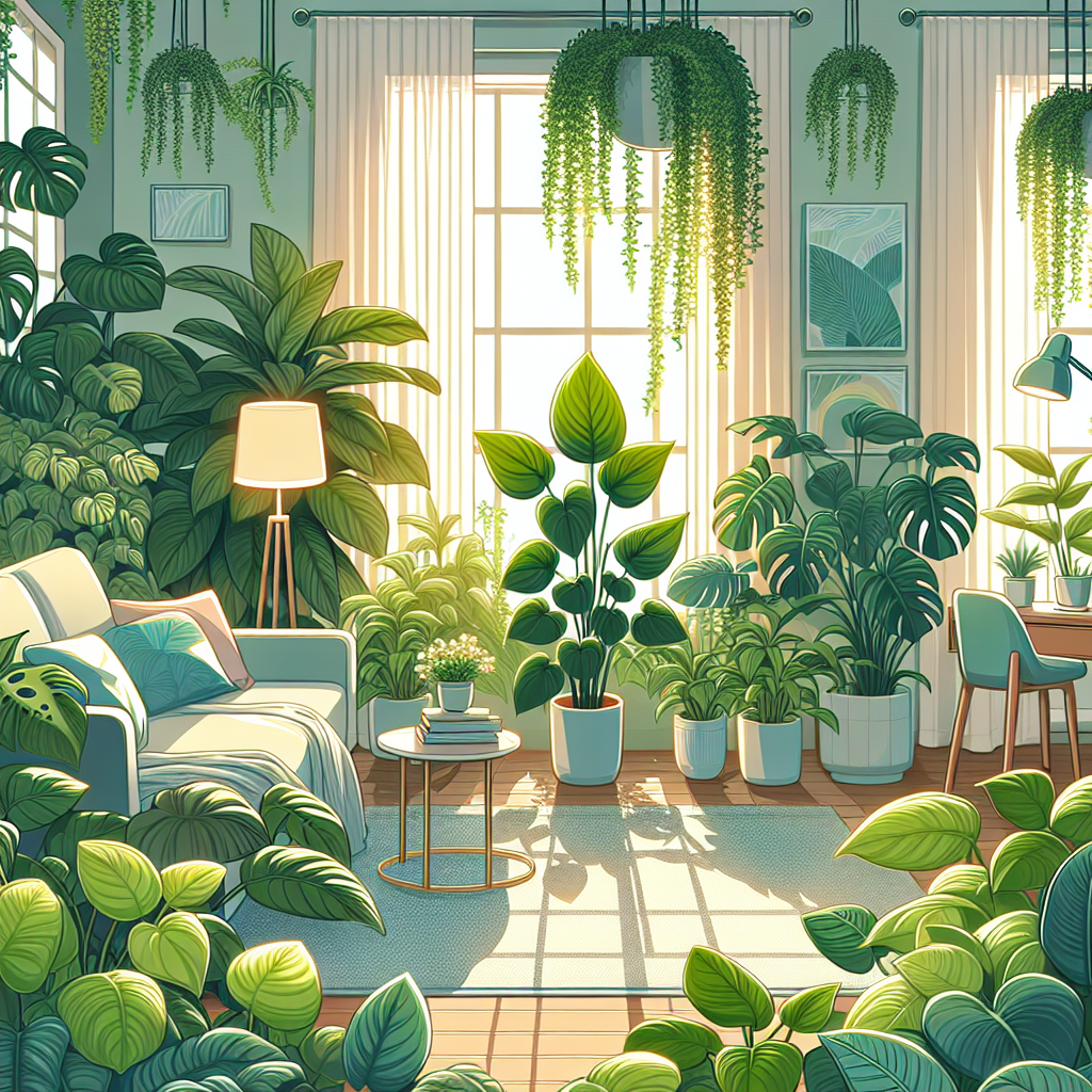 The image also suggests some good places for Philodendrons, such as near a window with a sheer curtain, which allows plenty of light in but diffuses it so that the sun doesn't directly hit the leaves. Other suggested locations include a bright room with windows, but where the plant is not directly in the window, or a spot near an artificial light source that provides bright but indirect light.